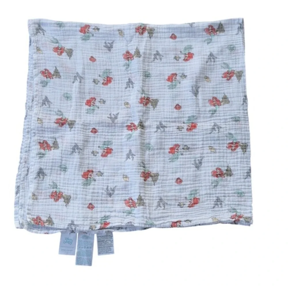 aden anais Disney Little Mermaid Muslin Swaddle Blanket Ariel White Cotton 40x40